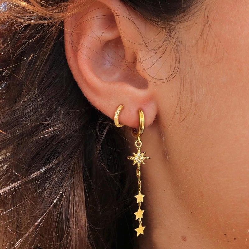SELFROSE Store Gold Dangle Earrings for Women,Prom Jewelry Dainty Earring 14K Gold Plated Drop Earrings for Women Trendy Hypoallergenic CZ Dangling Earring - Image 3